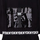 فستان هودى بالشعار باللون الاسود, 1, hi-res