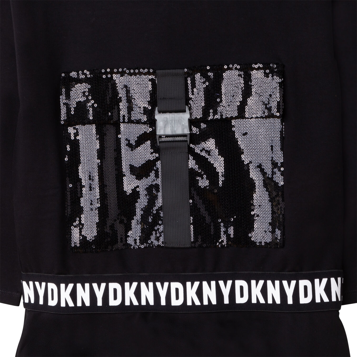 فستان هودى بالشعار باللون الاسود, 1, hi-res image number null