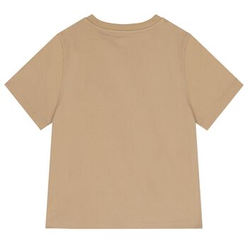 Beige Check Logo T-Shirt