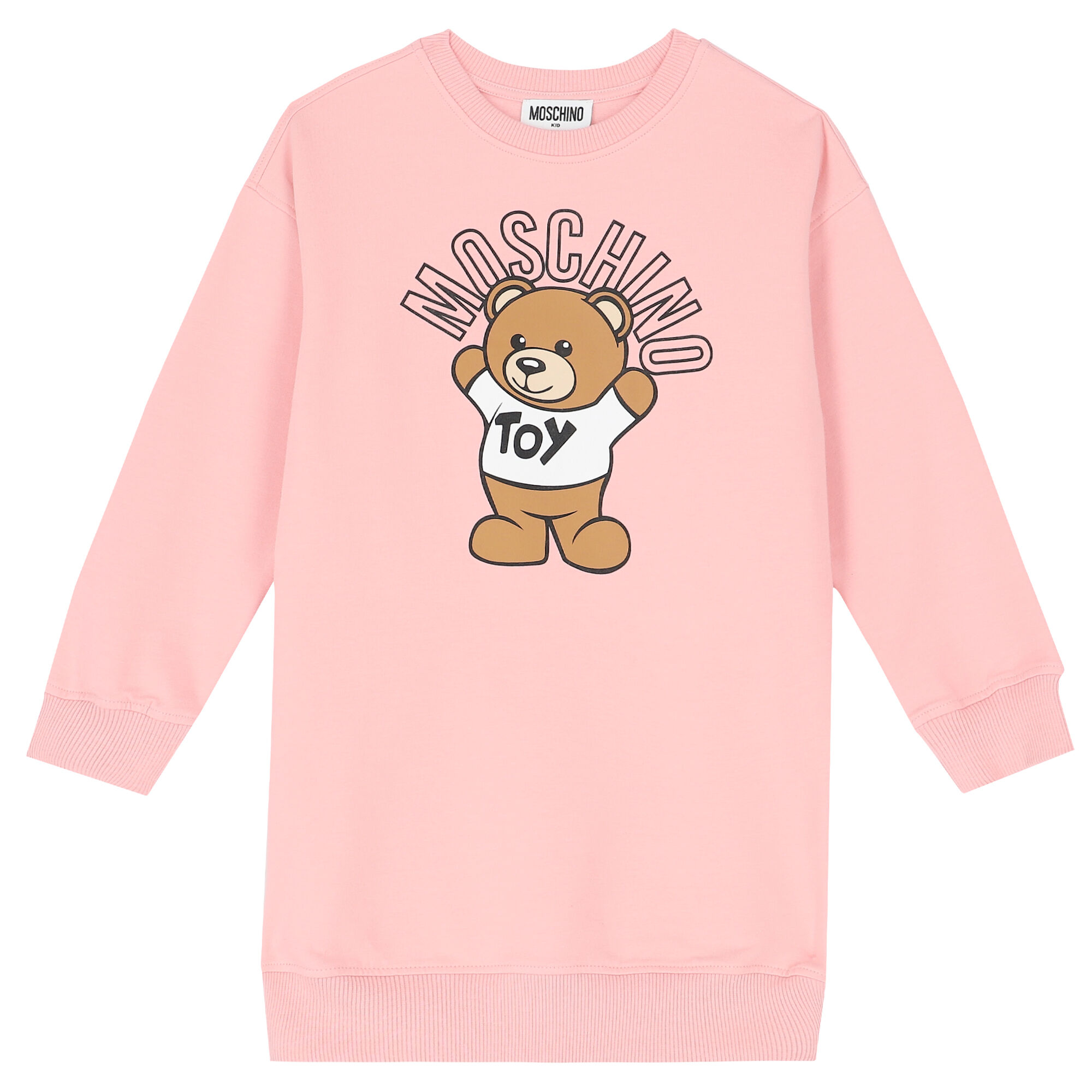 Moschino Girls Pink Teddy Logo Sweatshirt Dress Junior Couture