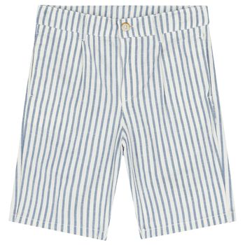 شورت مخطط باللون الازرق و العاجي للاولاد