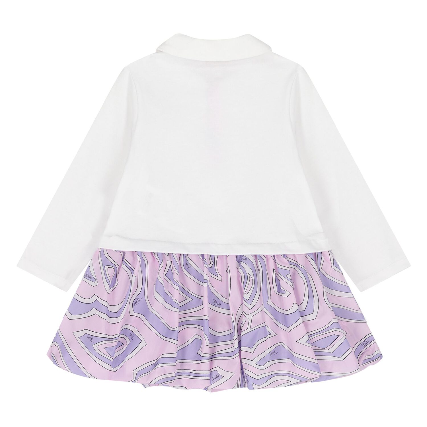 Younger Girls White & Pink Labirinto Dress, 1, hi-res