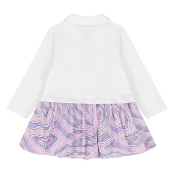 Younger Girls White & Pink Labirinto Dress