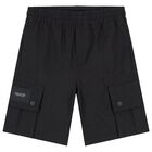 Boys Black Shorts, 1, hi-res