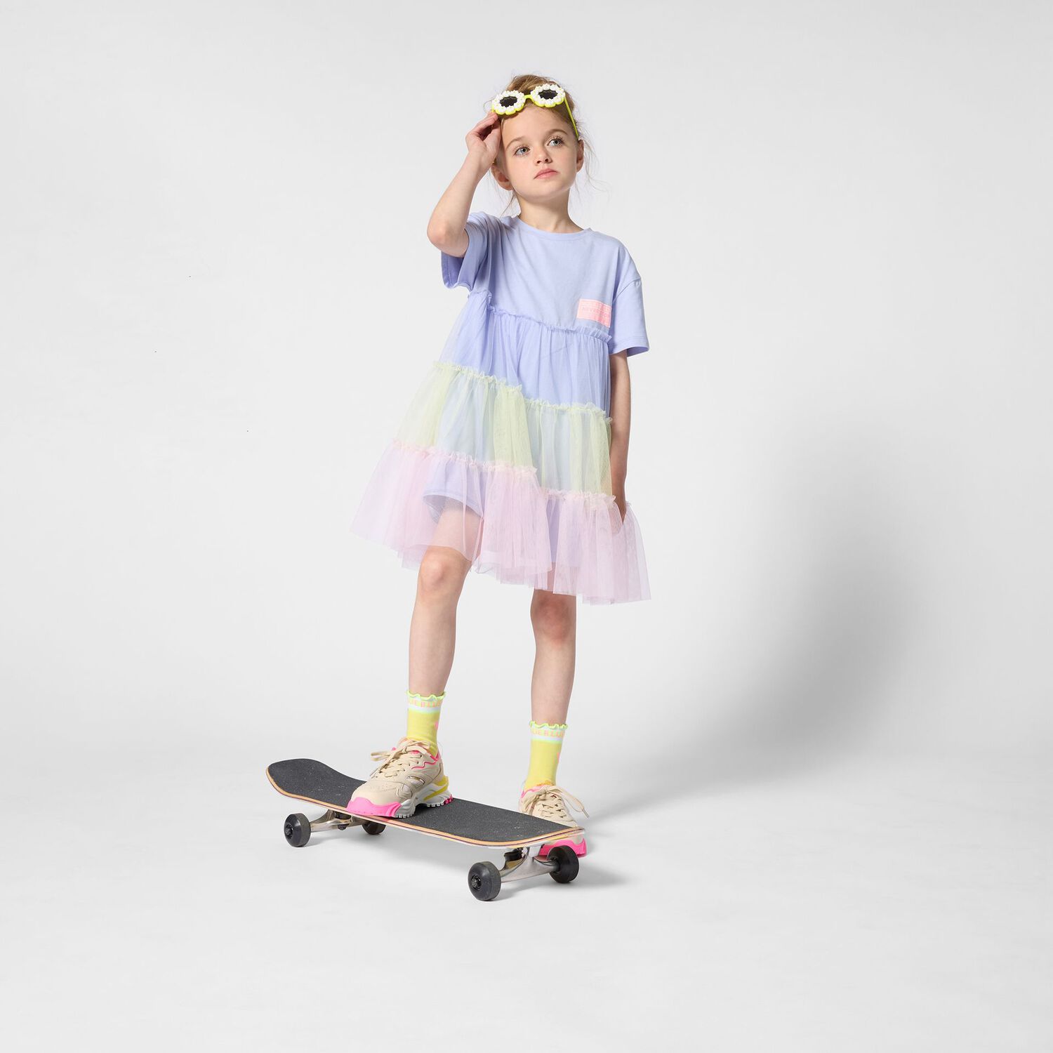 Girls White & Yellow Logo Socks ( 2-Pack ) , 1, hi-res