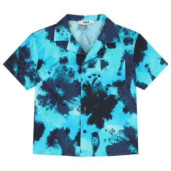 Boys Blue Abstract Logo Shirt