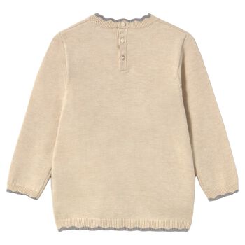 Younger Girls Beige Teddy Bear Knitted Dress