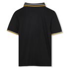 Boys Black Logo Polo Shirt, 1, hi-res