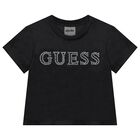 Girls Black Logo T-Shirt, 1, hi-res