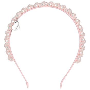 Girls Pink Embellished Pearl Headband