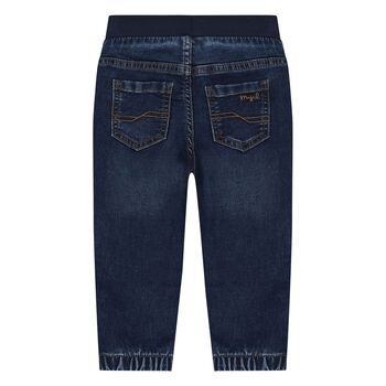 Younger Boys Navy Blue Denim Joggers