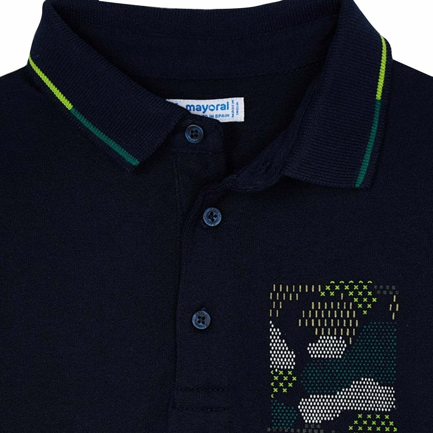 Boys Navy Abstract Polo Shirt, 1, hi-res
