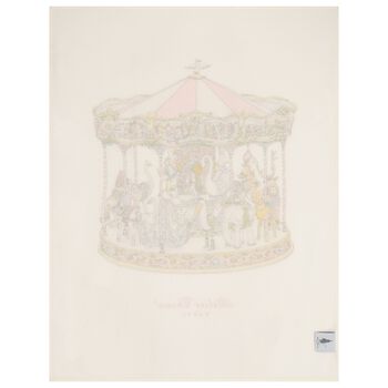 Baby Girls Ivory & Pink Carousel Cashmere Blanket
