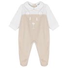 White & Beige Teddy Bear Babygrow Gift Set, 1, hi-res