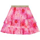 Girls Pink Floral Skirt, 1, hi-res