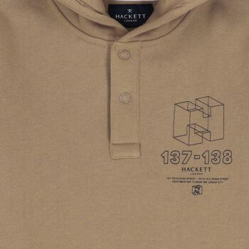 Boys Beige Logo Hooded Top