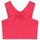 Girls Pink Crepe Flower Shorts Set, 1, hi-res