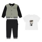 Younger Boys Green & Black Ikonik Karl Tracksuit Set, 1, hi-res