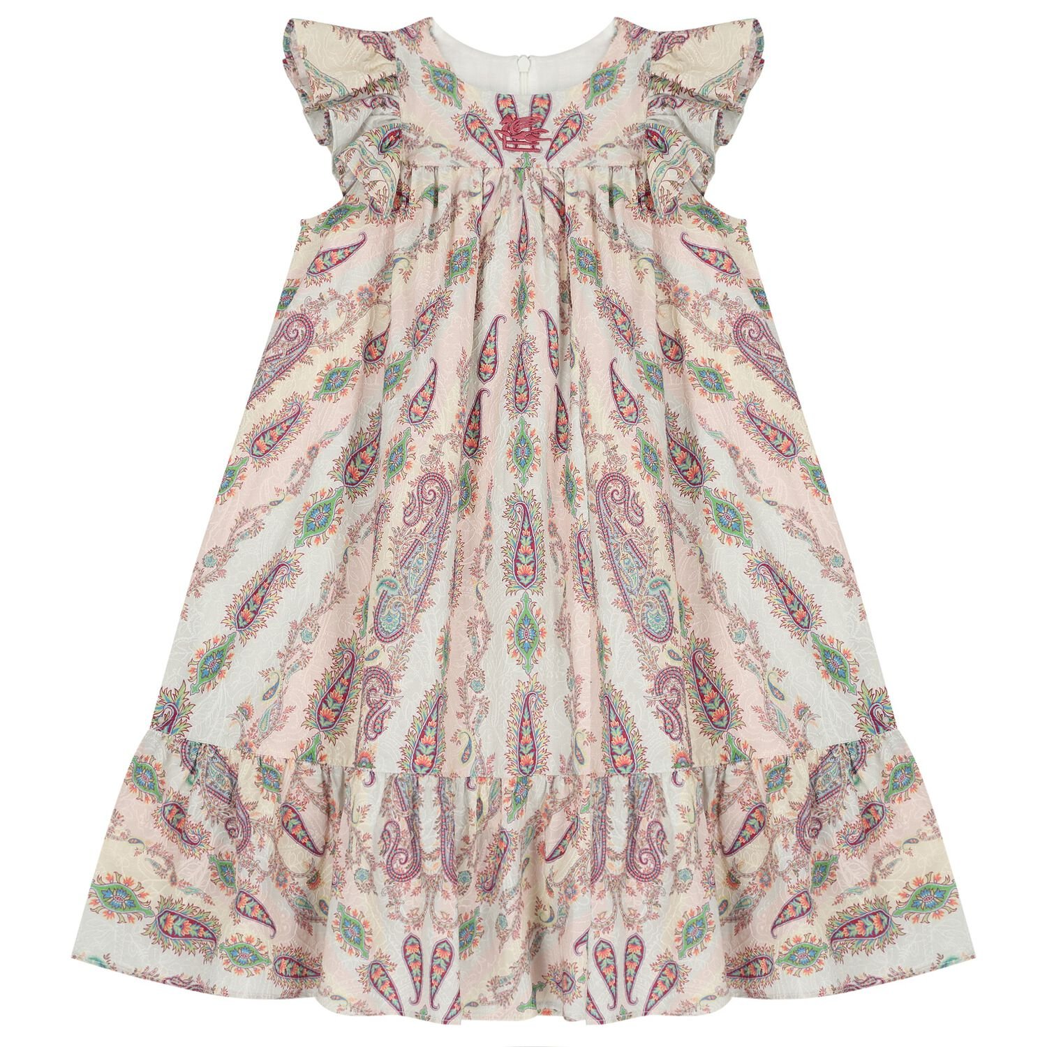 Girls Muti-Coloured Embroidered Paisley Dress, 1, hi-res