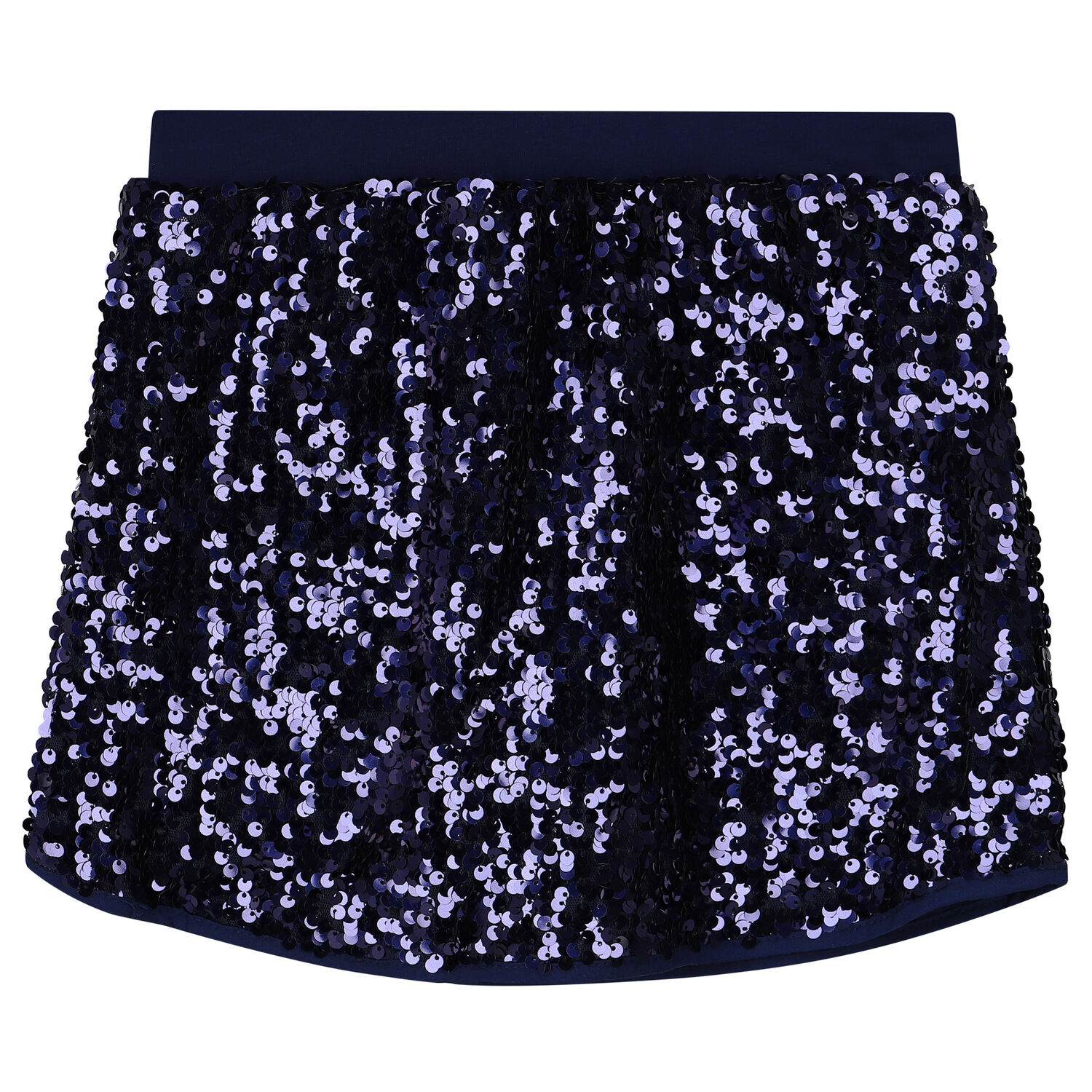 Girls Navy Blue Embellished Sequin Skirt, 1, hi-res
