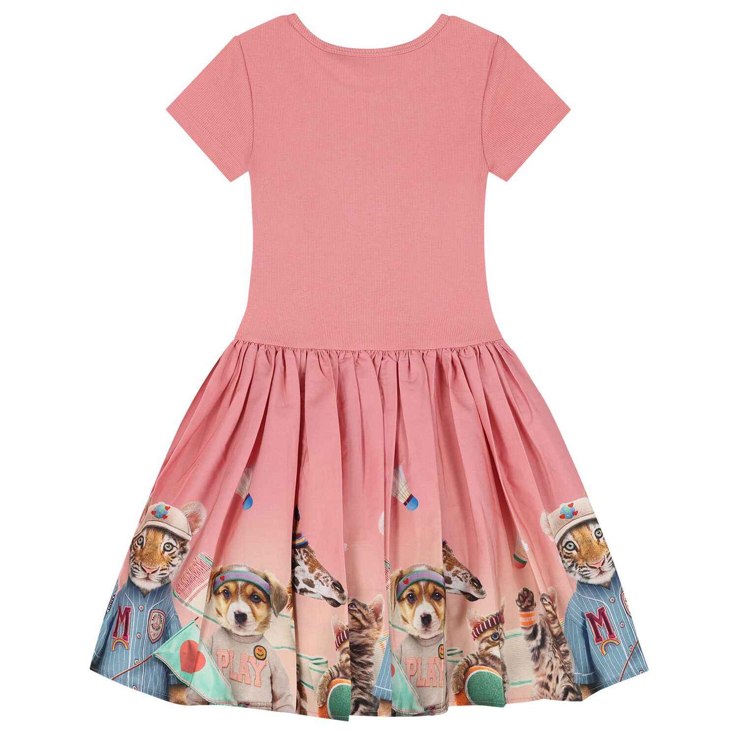 Girls Pink Animals Dress, 2, hi-res