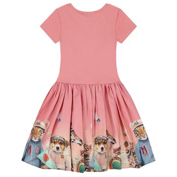 Girls Pink Animals Dress