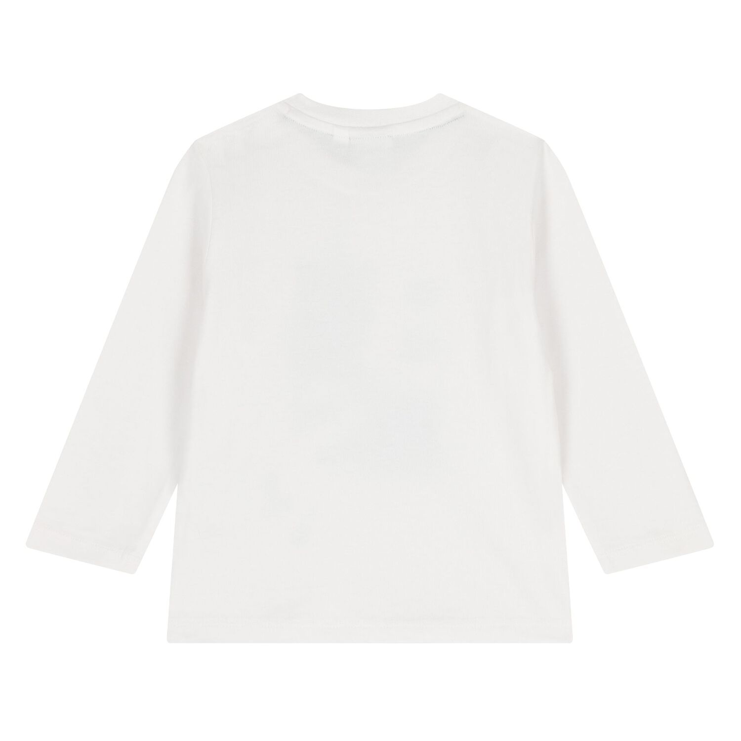 Younger Boys White Logo Long Sleeve Top, 1, hi-res