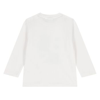 Younger Boys White Logo Long Sleeve Top