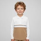 Younger Boys White & Beige Logo Polo Shirt, 2, hi-res