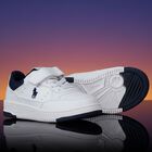 Boys White & Navy Blue Logo Trainers, 1, hi-res