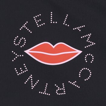 Girls Black Lips & Logo Sleeveless Top