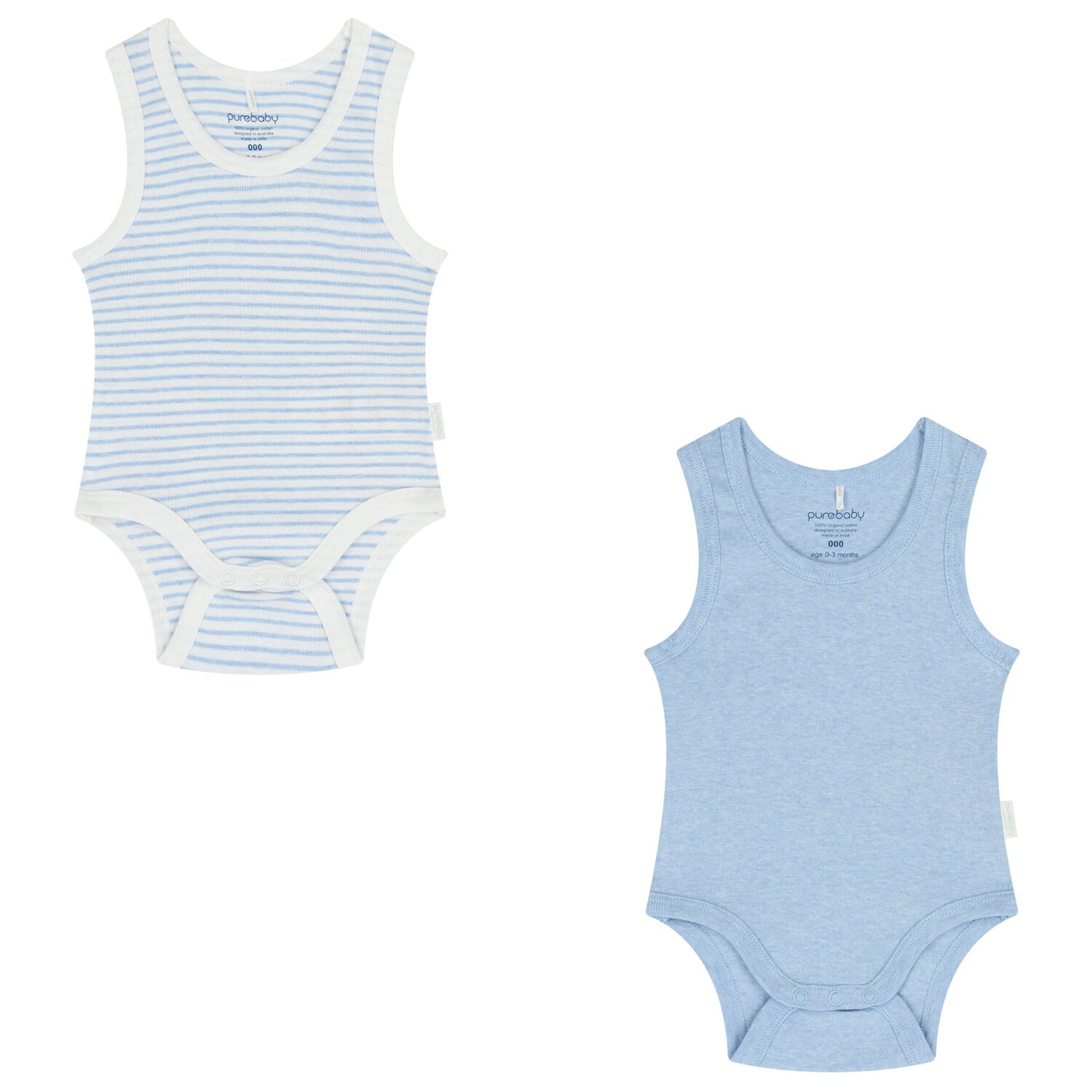Baby Boys Blue & White Bodysuits ( 2-Pack ), 1, hi-res image number null