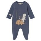 Baby Boys Navy Blue Dinosaur Babygrow, 2, hi-res