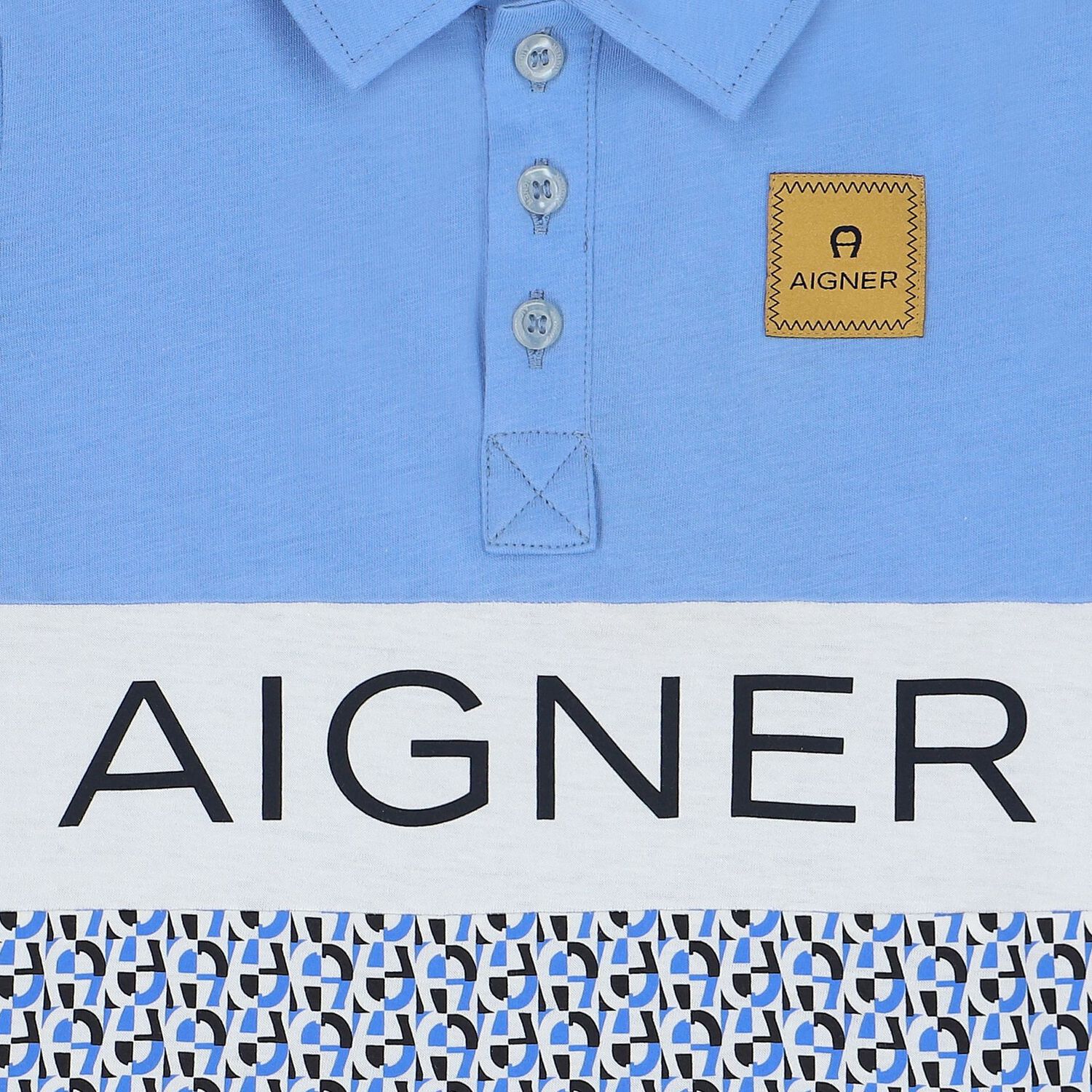 تيشيرت بولو أولاد بالشعار باللون الازرق, 1, hi-res image number null