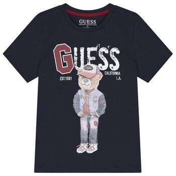 Guess Boys Navy Blue Teddy Bear Logo T-Shirt, 4 Boys Navy Blue Teddy Bear Logo T-Shirt