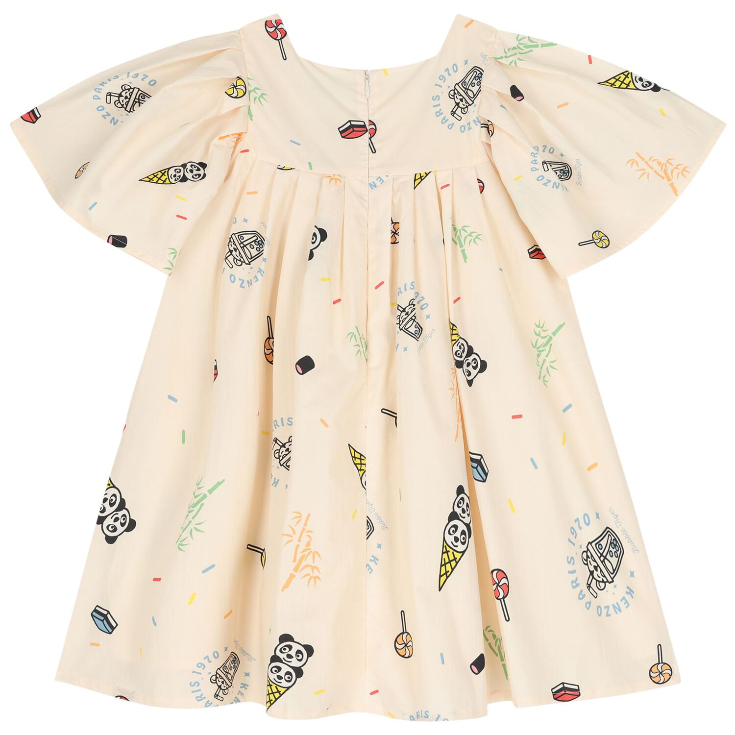 Girls Beige Logo Dress, 1, hi-res