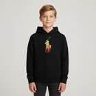 Boys Black Logo Hooded Top, 2, hi-res