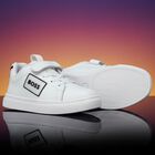 Boys White Leather Trainers, 1, hi-res