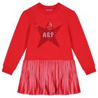Girls Red Sequin Star Dress, 1, hi-res