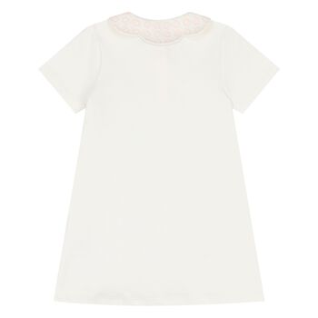 Younger Girls Ivory Logo Dress