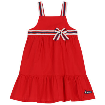 Girls Red Seersucker Dress