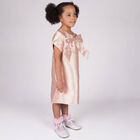 Girls Pink Satin & Pearl Dress, 1, hi-res