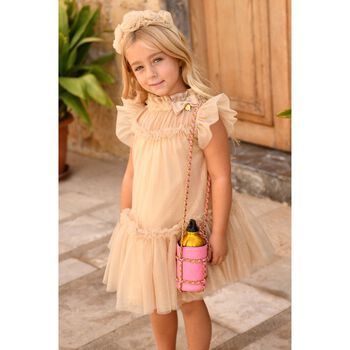 Girls Gold Glitter Ruffle Dress