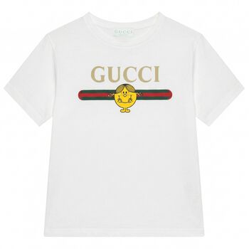 Girls White Web Striped T-Shirt