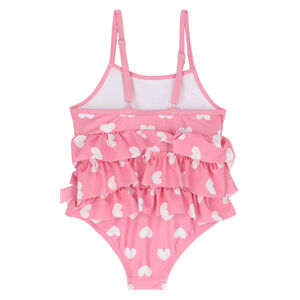 Younger Girls Pink & White Heart Swimsuit