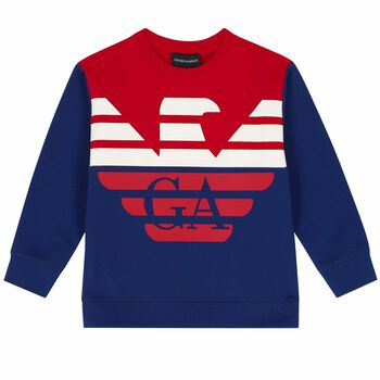 Boys Blue & Red Logo Sweatshirt