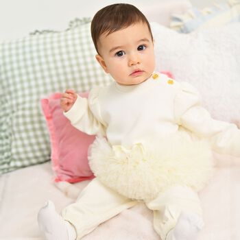 Baby Girls Yellow Tulle Ruffle Hem Dawn Dress