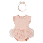 Baby Girls Pink Tulle Romper & Headband Set, 1, hi-res