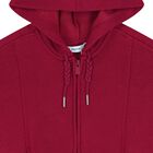 Girls Red Hooded Zip Up Top, 3, hi-res