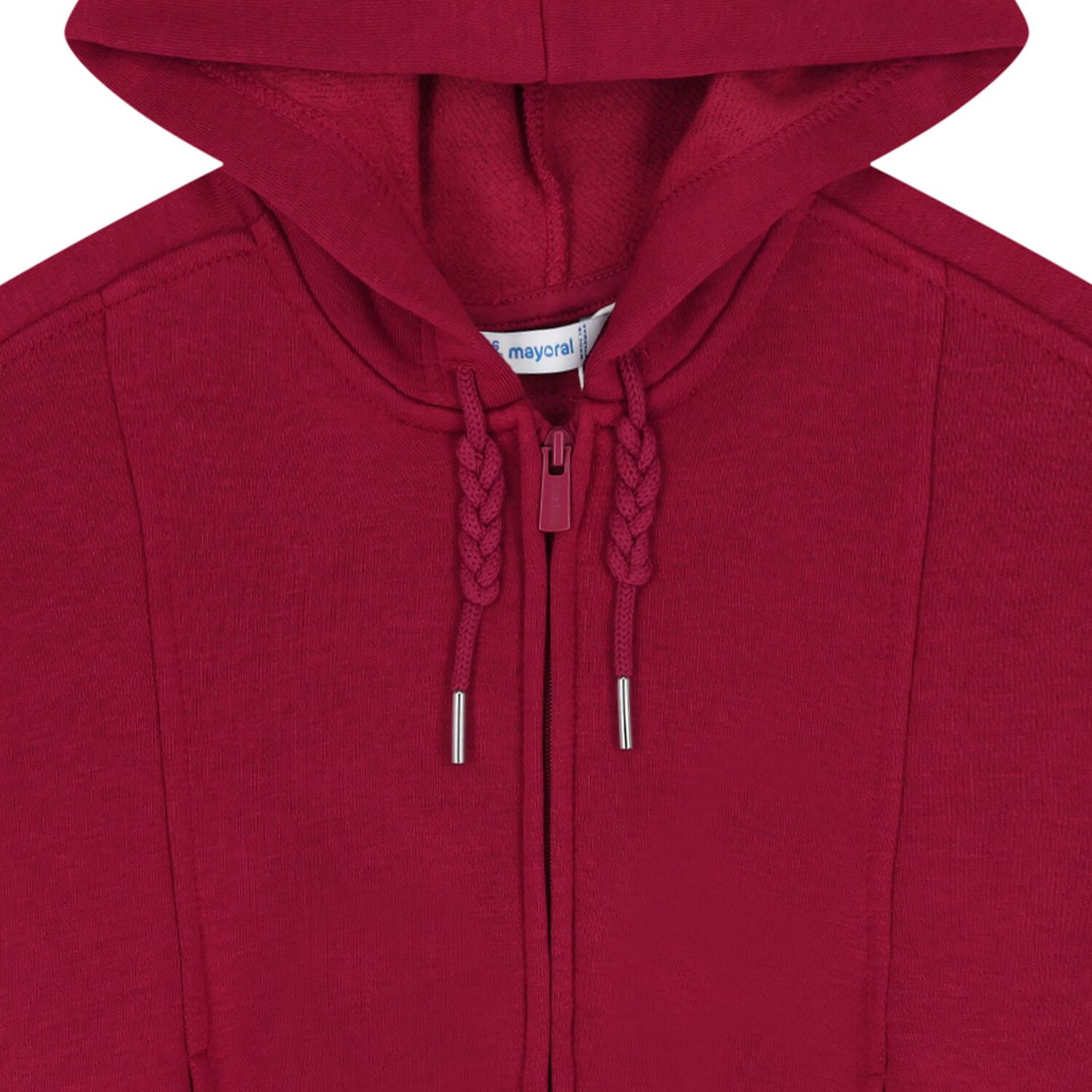 Girls Red Hooded Zip Up Top, 3, hi-res